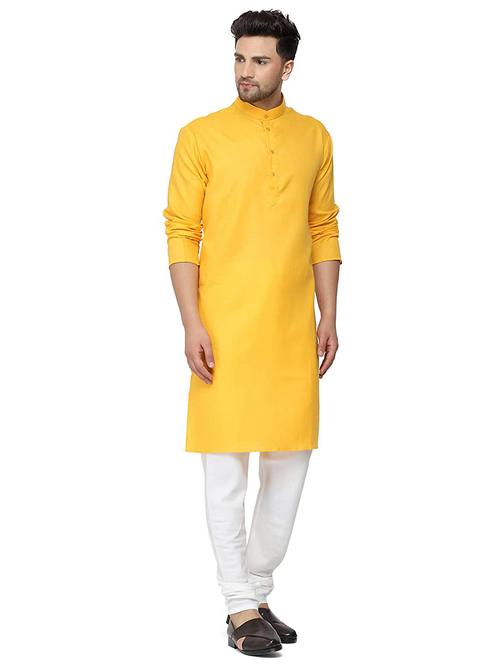 yellow solid medium kurta - 18450691 - Standard Image - 0