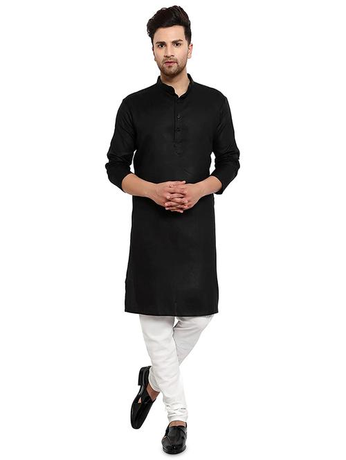 black solid medium kurta - 18450695 - Standard Image - 0