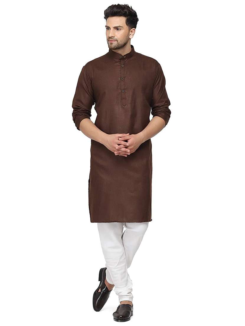 brown solid medium kurta
