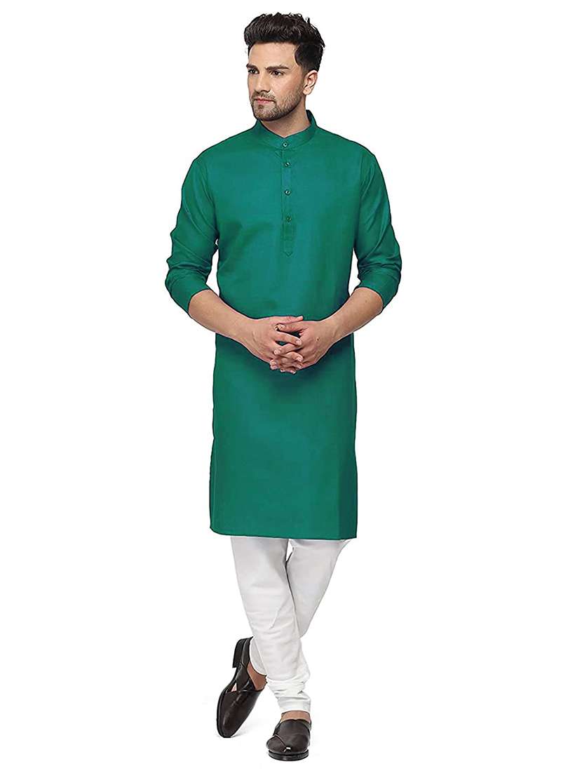 green solid medium kurta