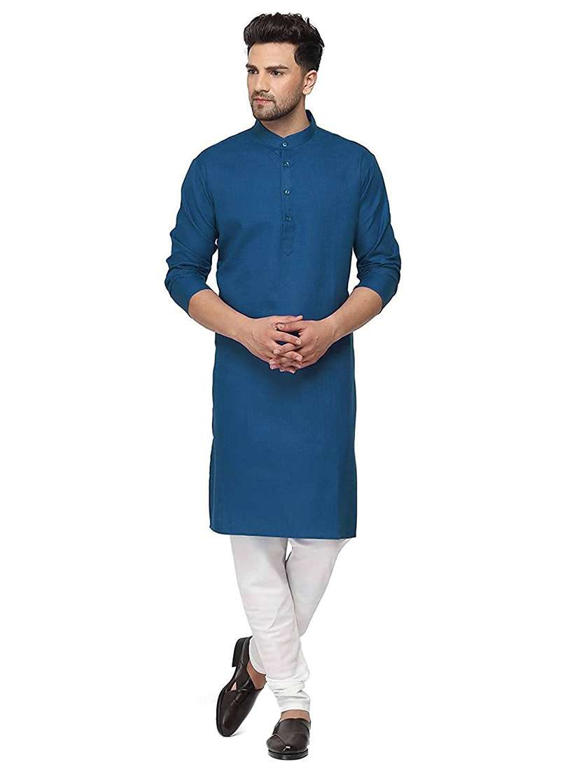 navy-blue solid medium kurta