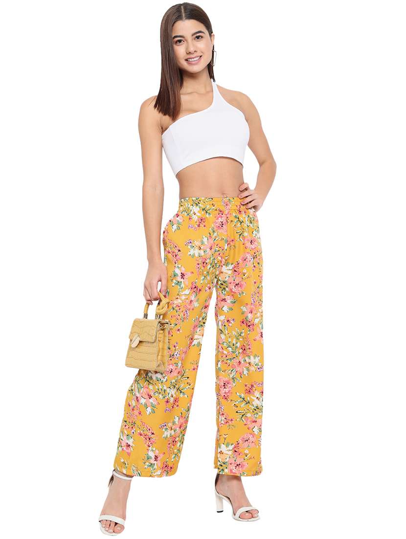 women high rise floral printed wide leg trouser - 18451081 - Standard Image - 3