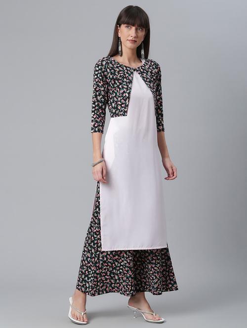 floral printed kurta palazzo set with koti jacket - 18451105 -  Standard Image - 0