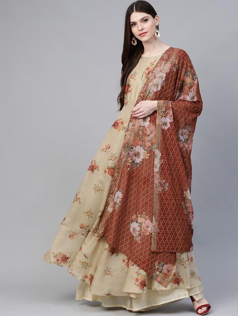 floral chanderi silk set - 18451157 -  Zoom Image - 0