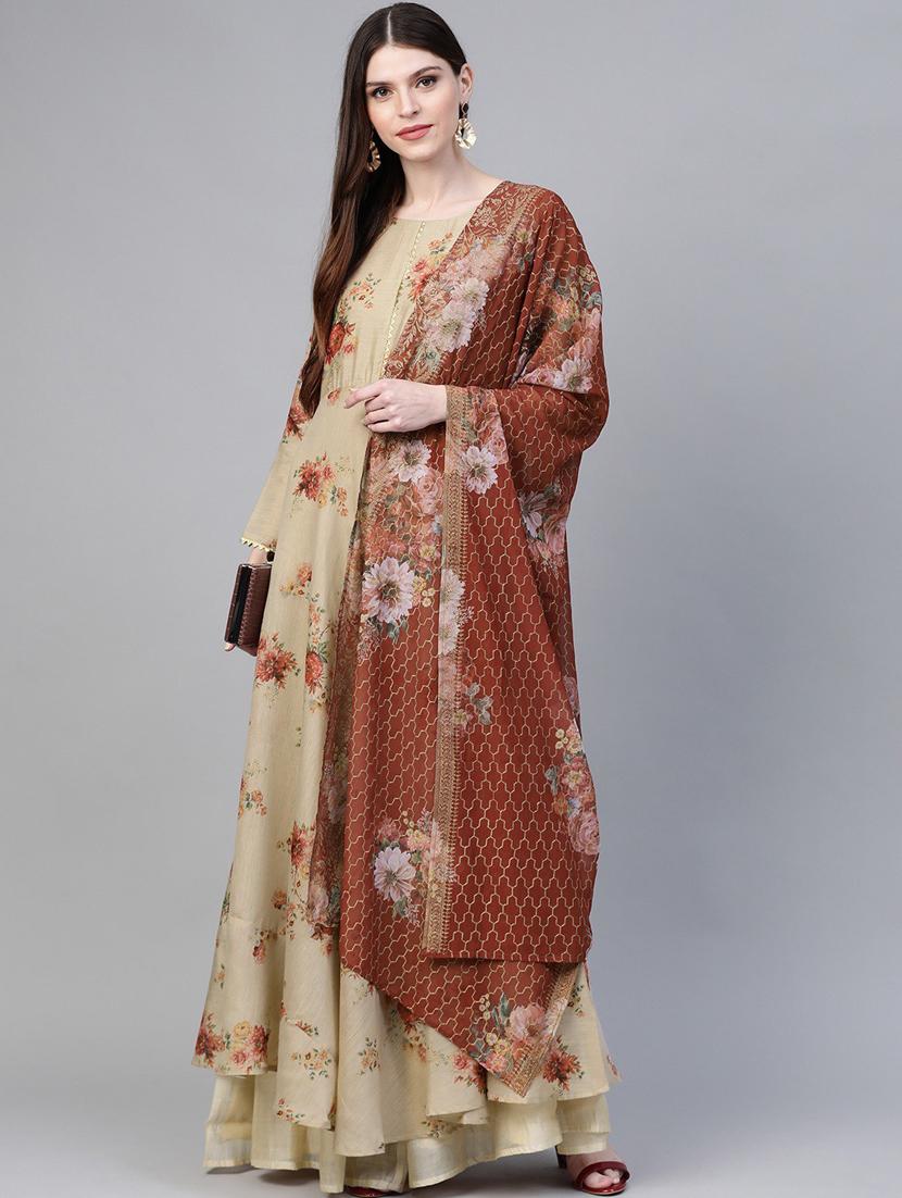 floral chanderi silk set - 18451157 - Standard Image - 3