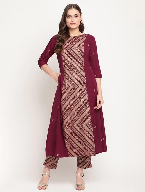 foil printed kurta pant set - 18451189 - Standard Image - 0