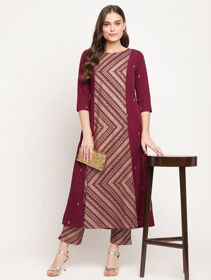 foil printed kurta pant set - 18451189 - Standard Image - 3