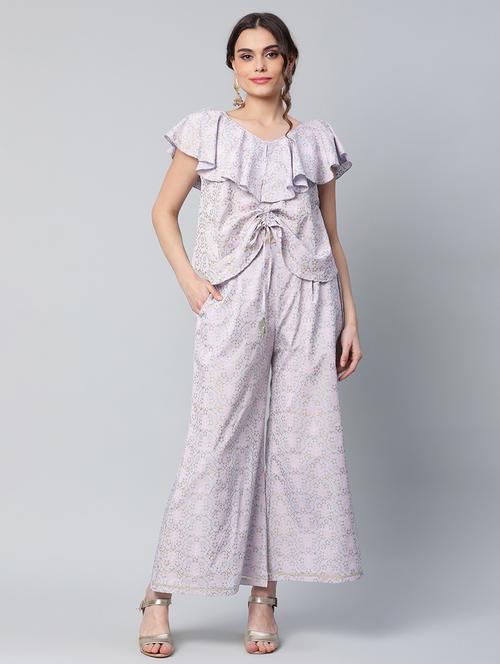 foil print top pant set - 18451235 - Standard Image - 0