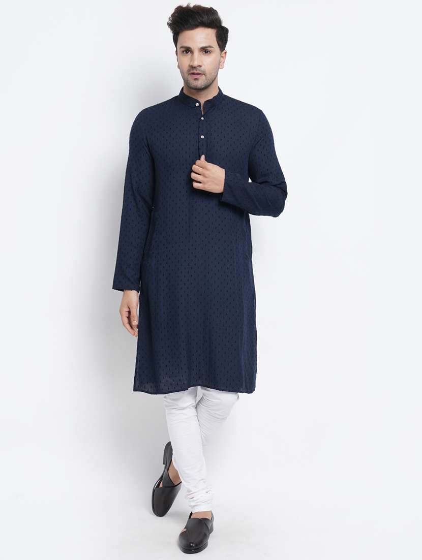navy blue dobby medium kurta