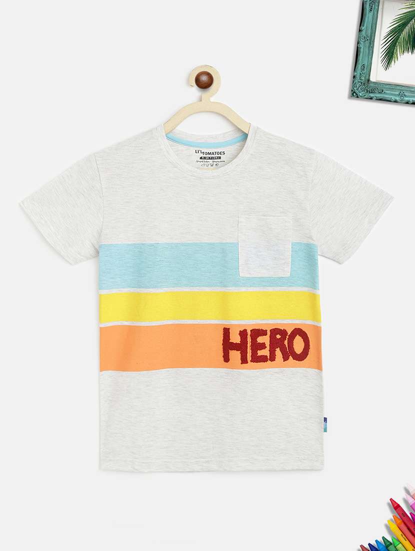 boys grey color block t-shirt