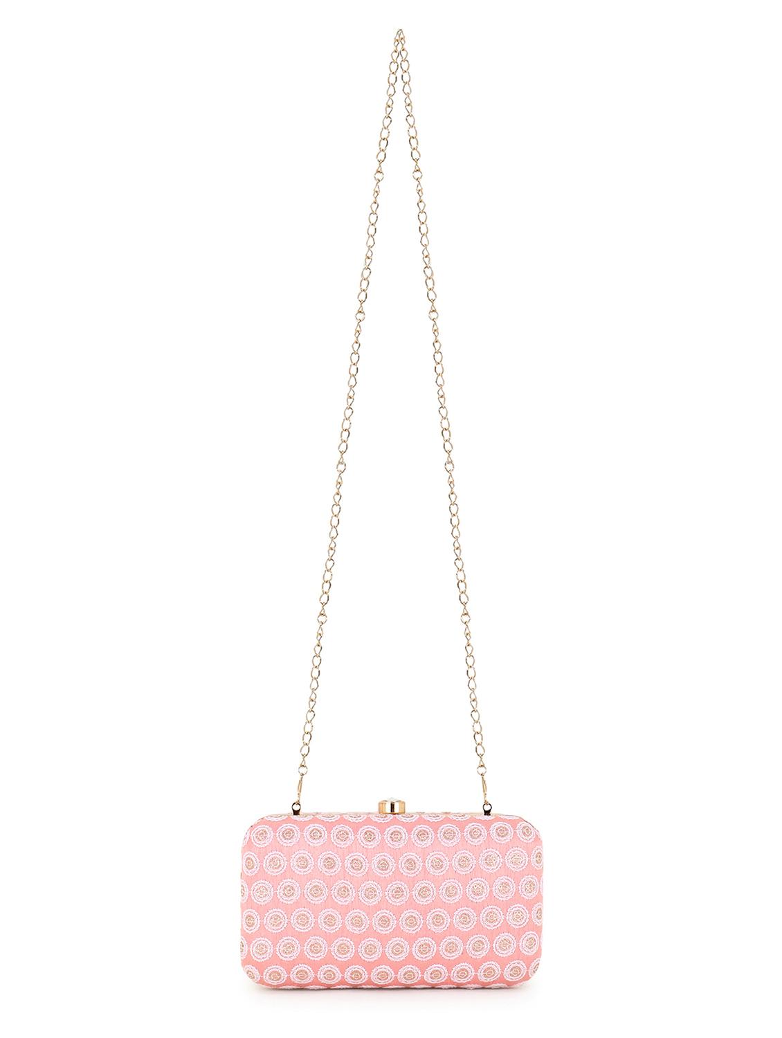 embroidered faux silk box clutch - 18451969 - Standard Image - 5