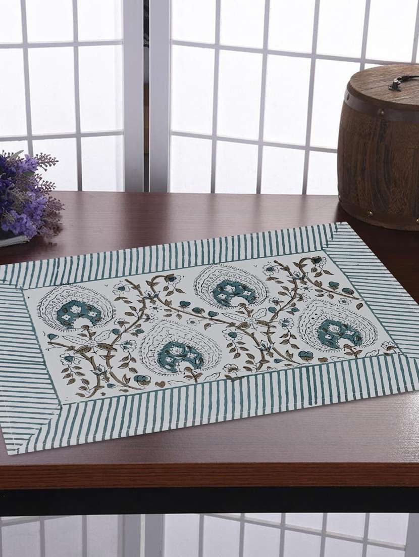 texstylehome thick cotton canvas jaipuri block print table mats