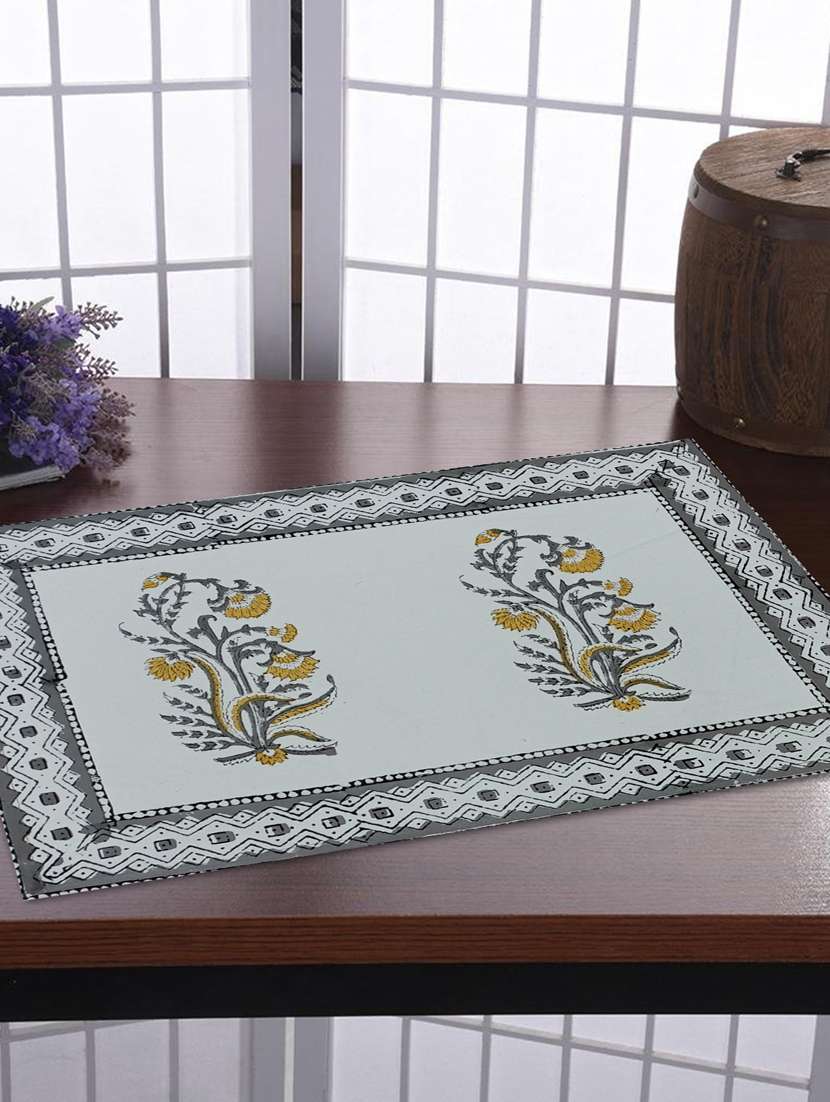 texstylehome thick cotton canvas jaipuri block print table mats