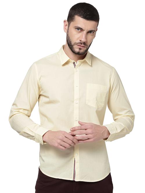 cream solid casual shirt - 18452291 - Standard Image - 0
