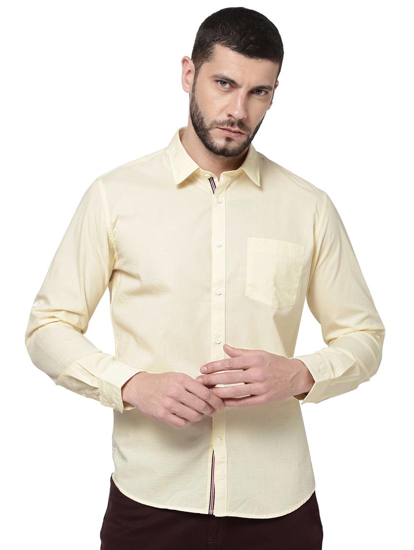 cream solid casual shirt - 18452291 - Zoom Image - 0