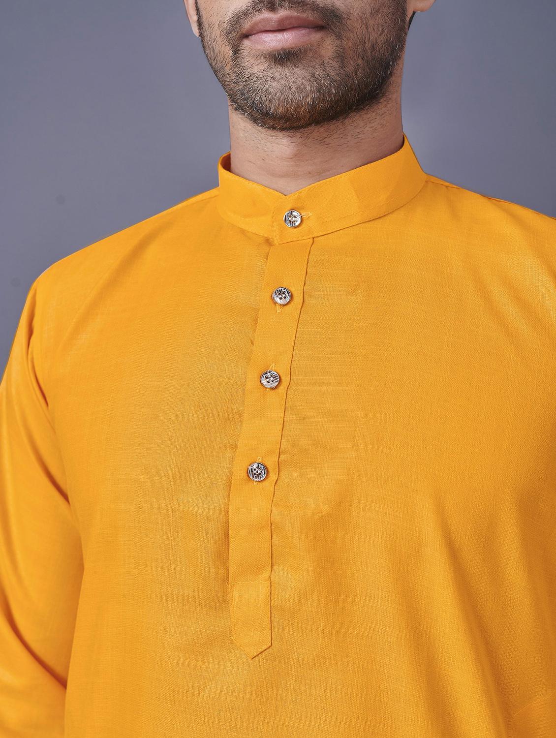 yellow solid kurta pyjama ethnic wear set - 18452320 - Standard Image - 3