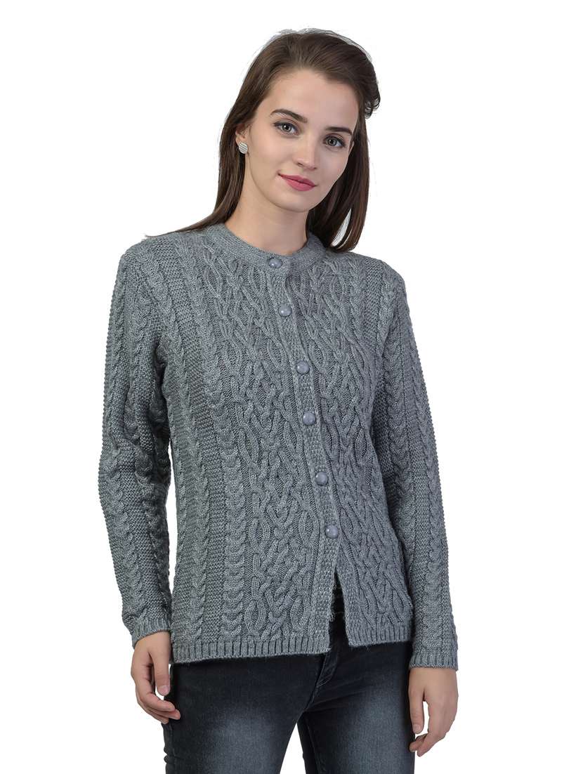 mandarin neck woven cardigan - 18452334 - Zoom Image - 0