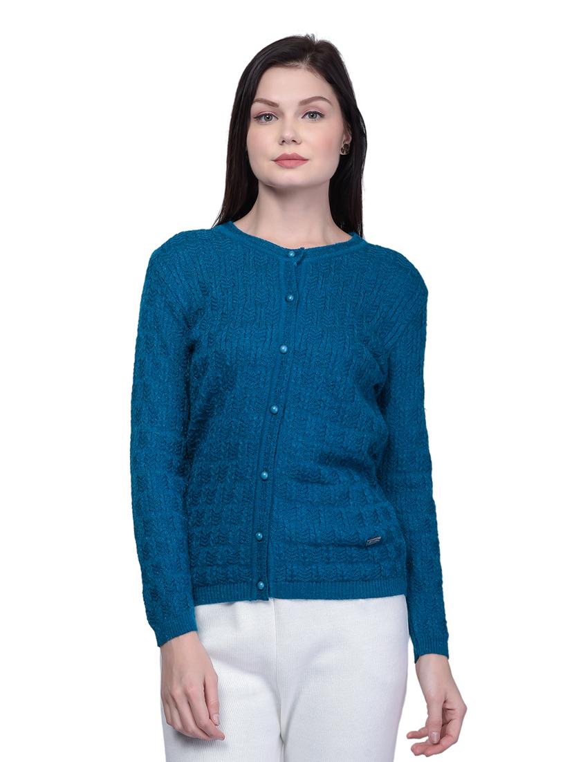 teal blue woven cardigan - 18452335 - Zoom Image - 0