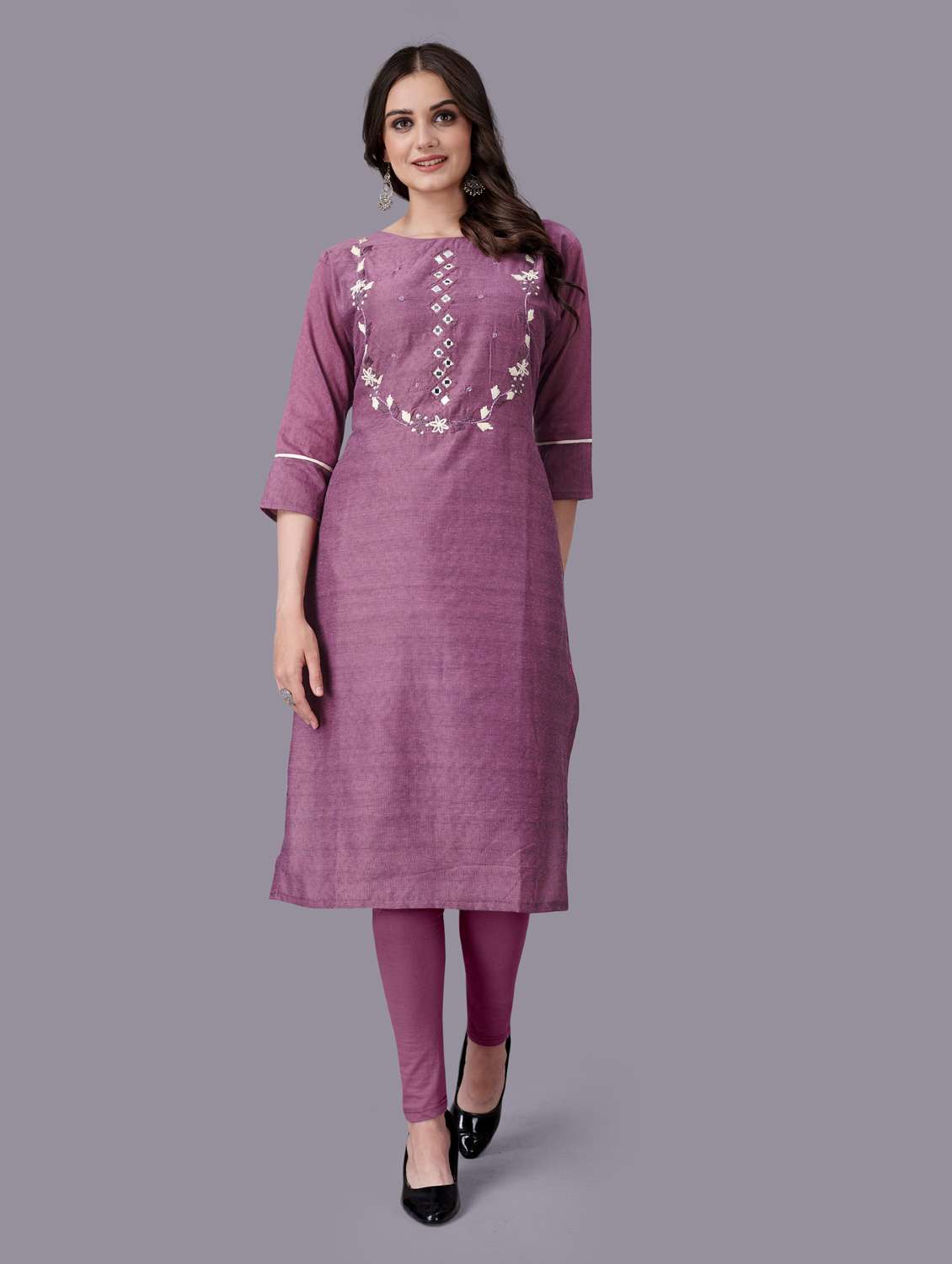 embroidered straight kurti