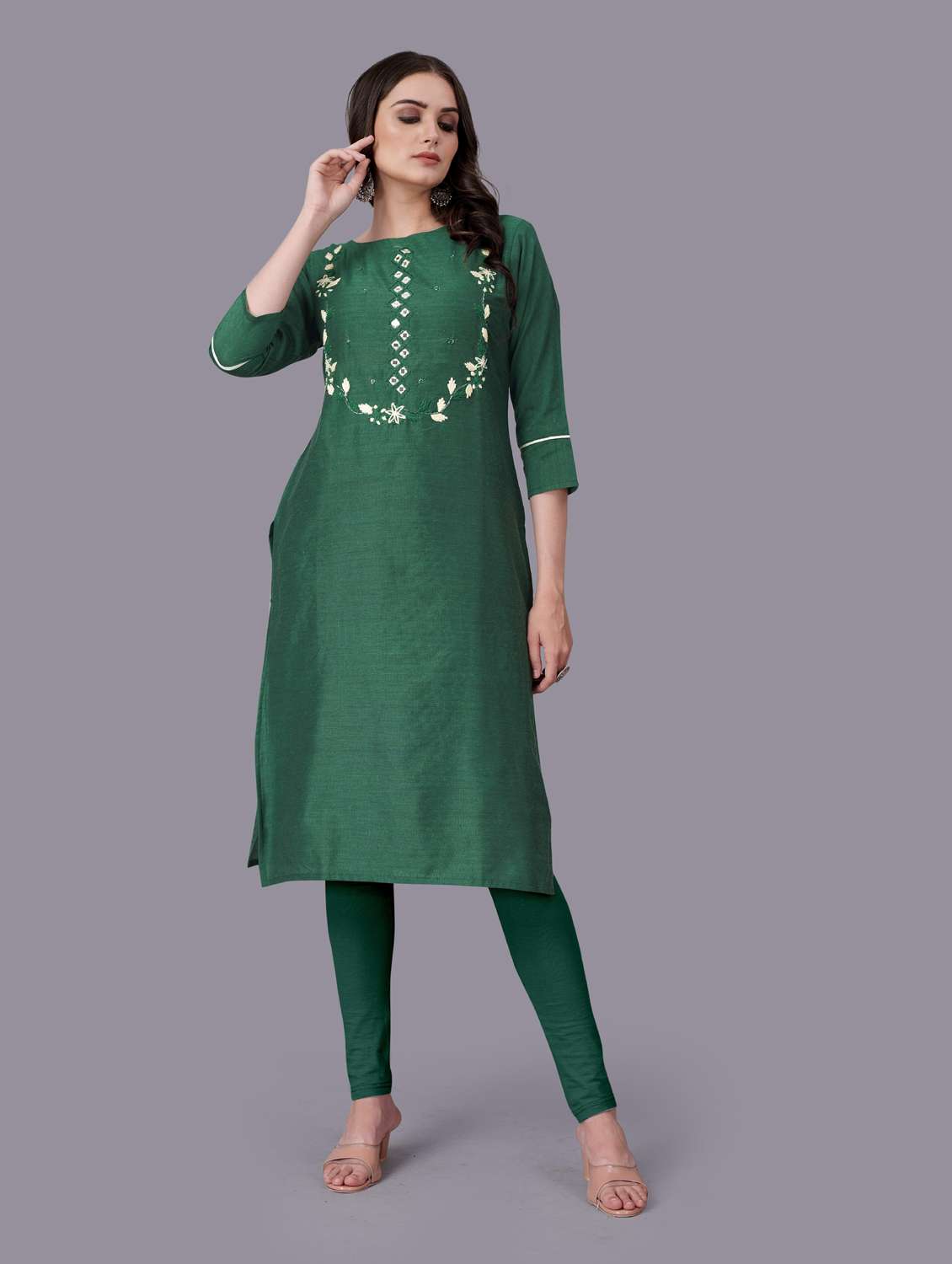 embroidered straight kurti