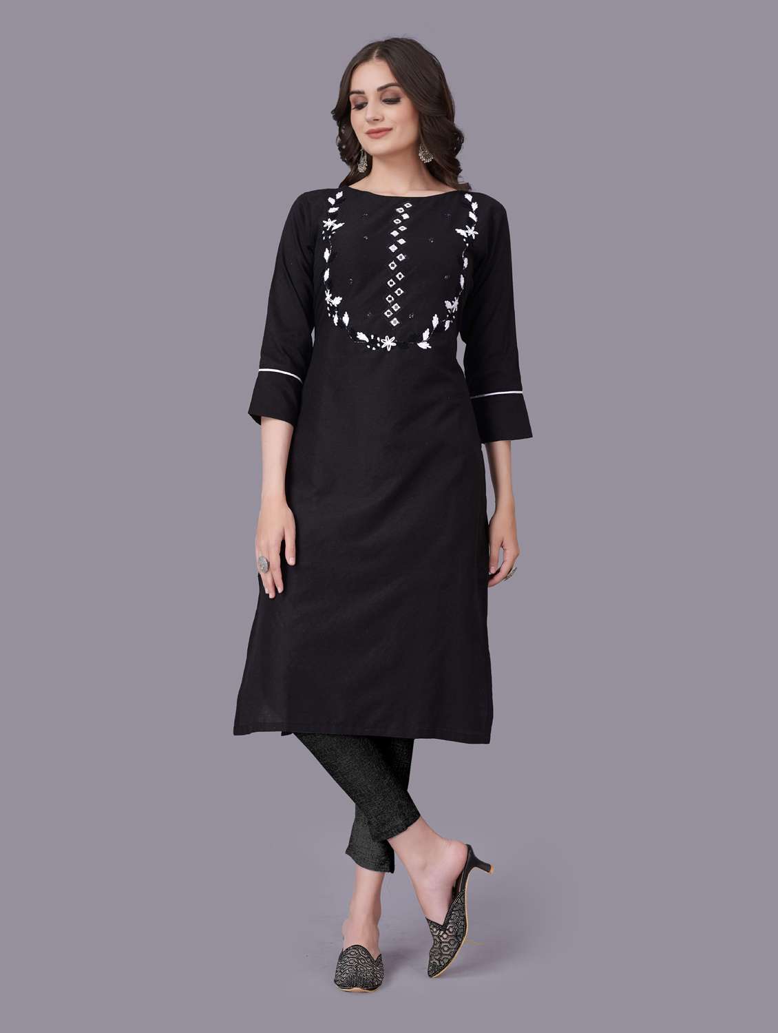 embroidered straight kurti