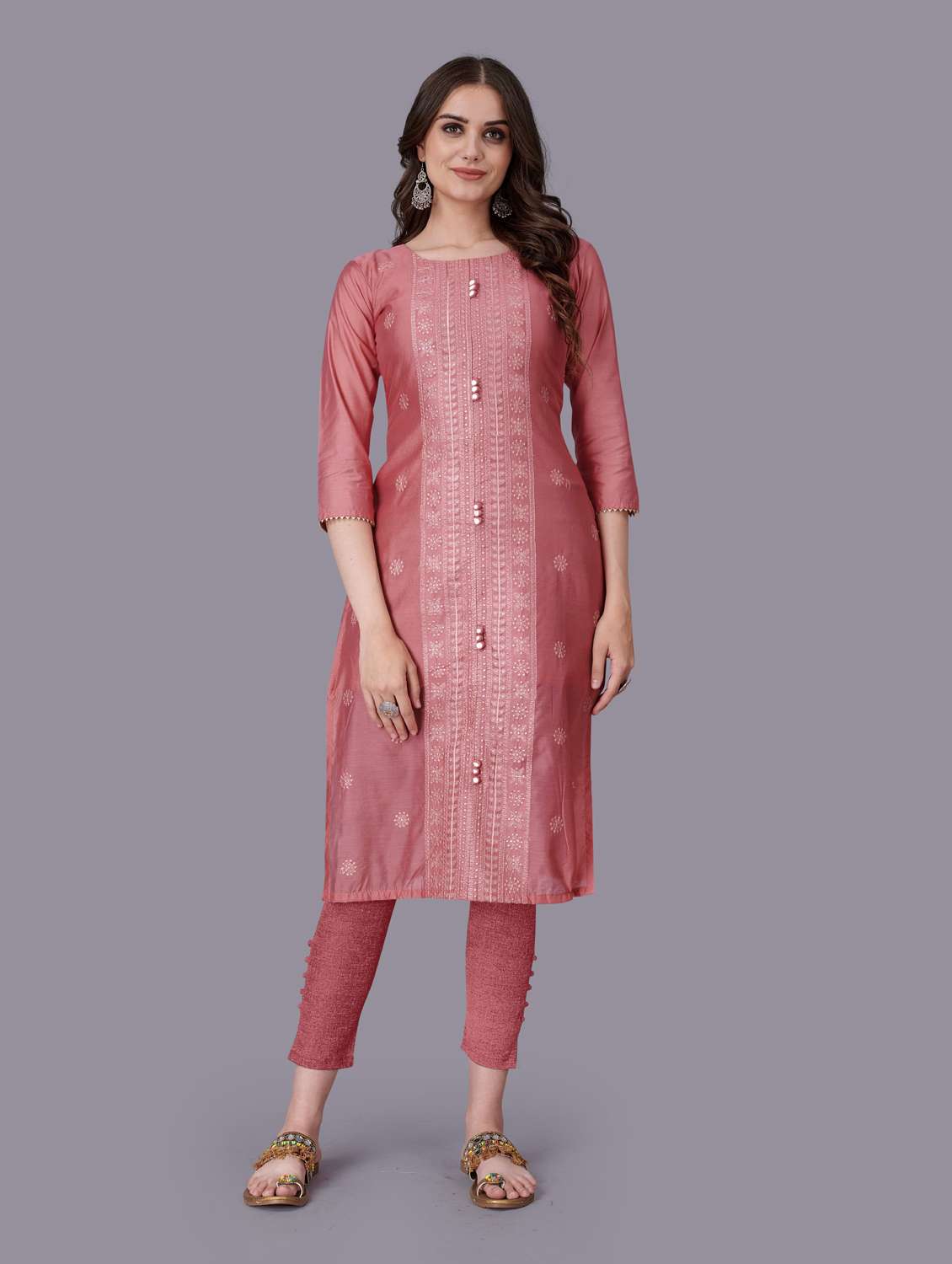 embroidered straight kurti