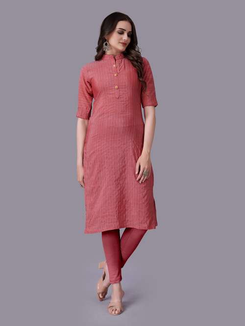 self design striped straight kurti - 18452572 -  Standard Image - 0