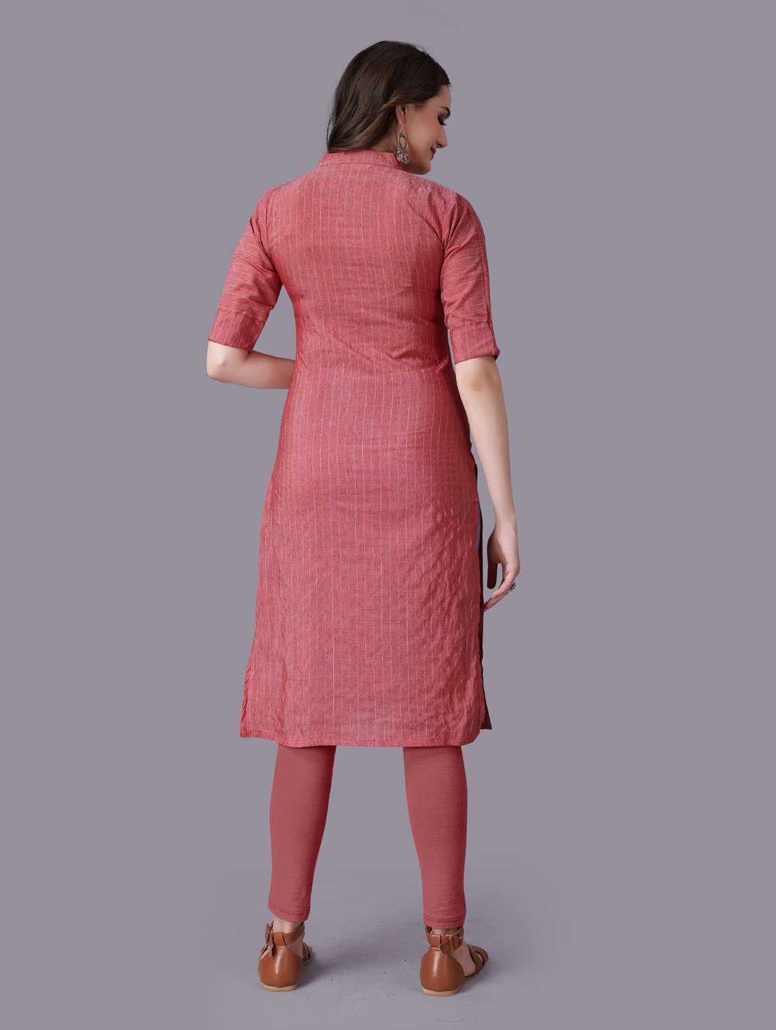 self design striped straight kurti - 18452572 -  Standard Image - 3