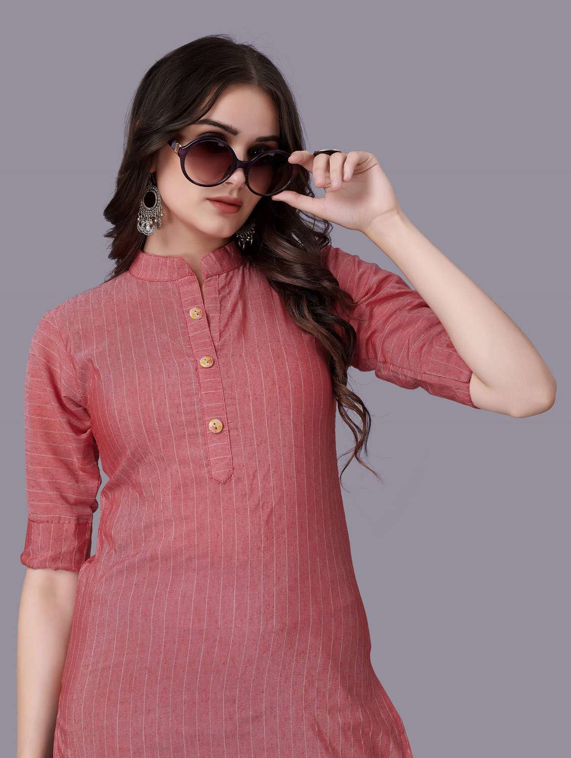 self design striped straight kurti - 18452572 -  Standard Image - 5