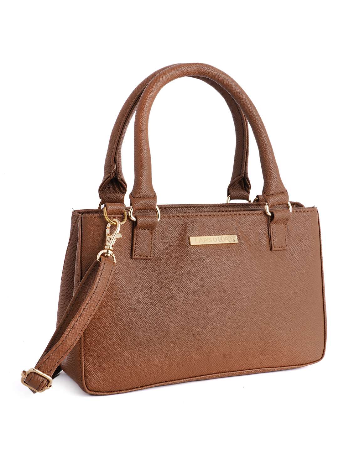 brown solid regular handbag - 18452628 - Standard Image - 5