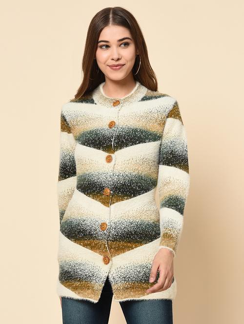 long sleeved printed wool cardigan - 18453494 - Standard Image - 0