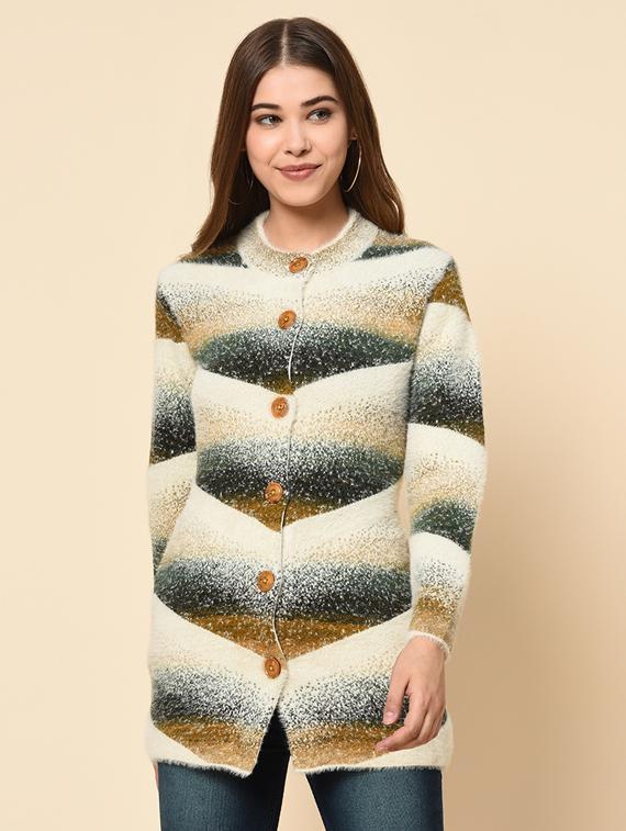 long sleeved printed wool cardigan - 18453494 - Zoom Image - 0