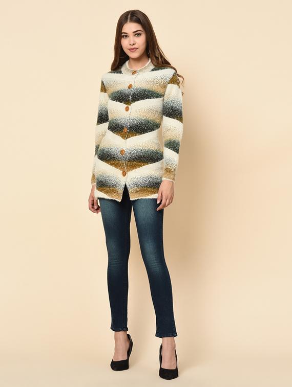 long sleeved printed wool cardigan - 18453494 - Standard Image - 3