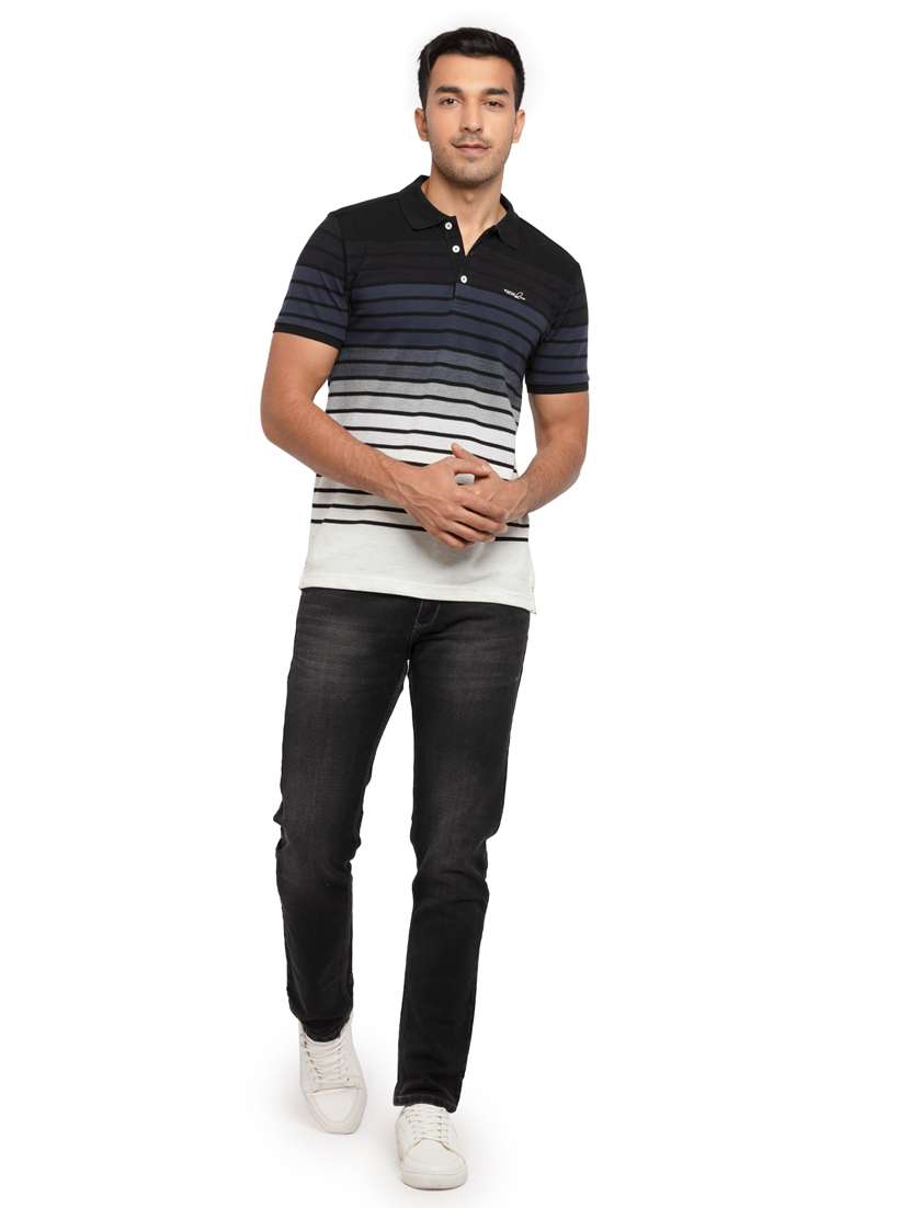navy-blue striped polo t-shirt - 18453539 - Standard Image - 3