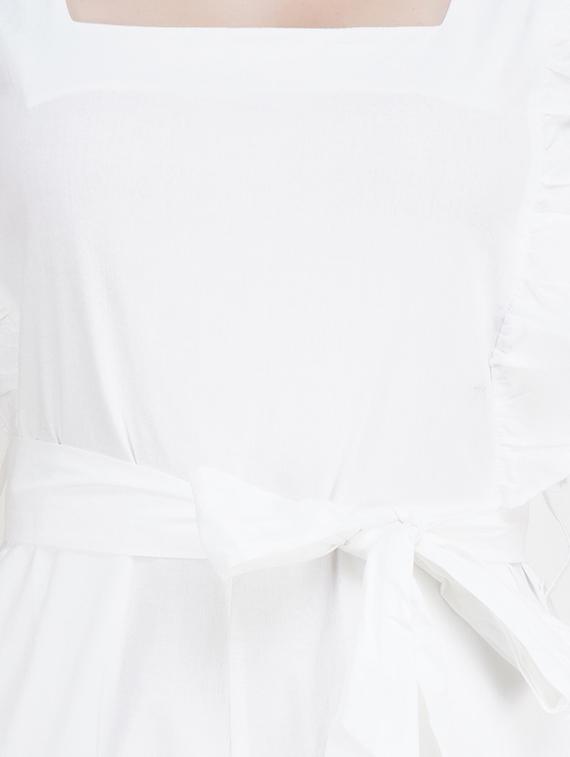 tie front ruffled three fourth jumpsuit - 18453605 - Standard Image - 3