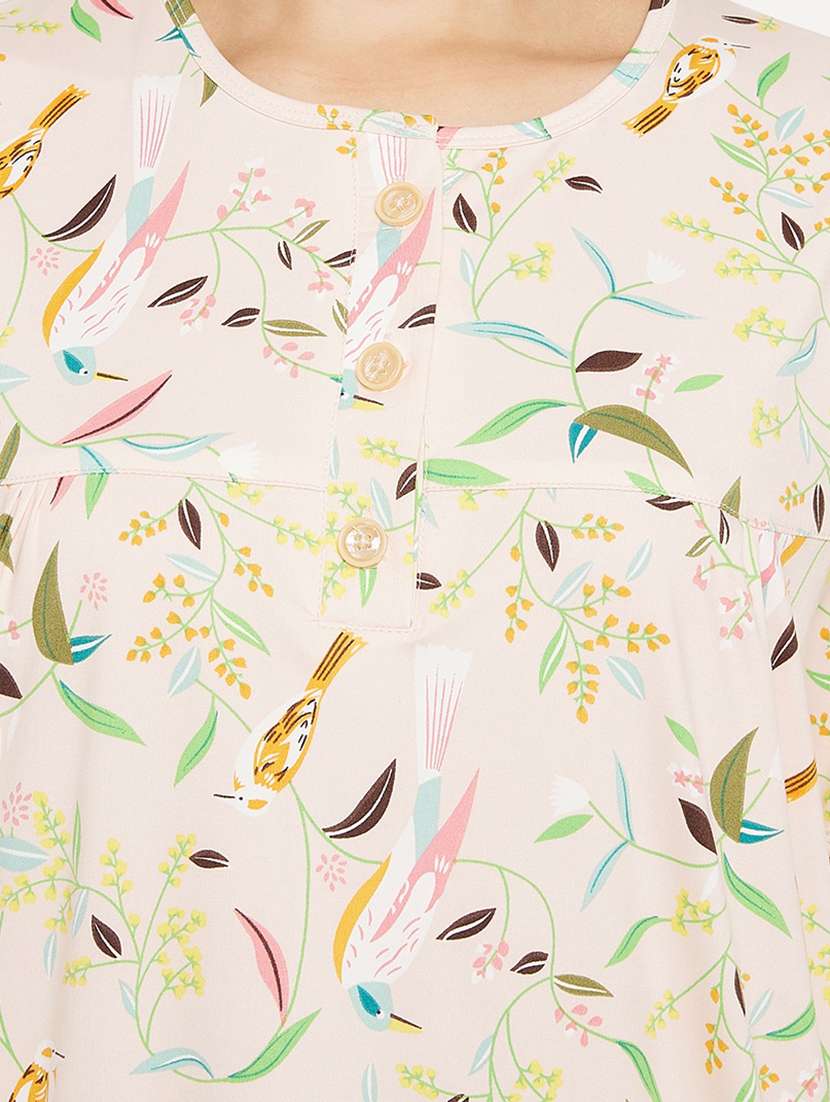 round neck tropical nightwear pajama set - 18454411 -  Standard Image - 3