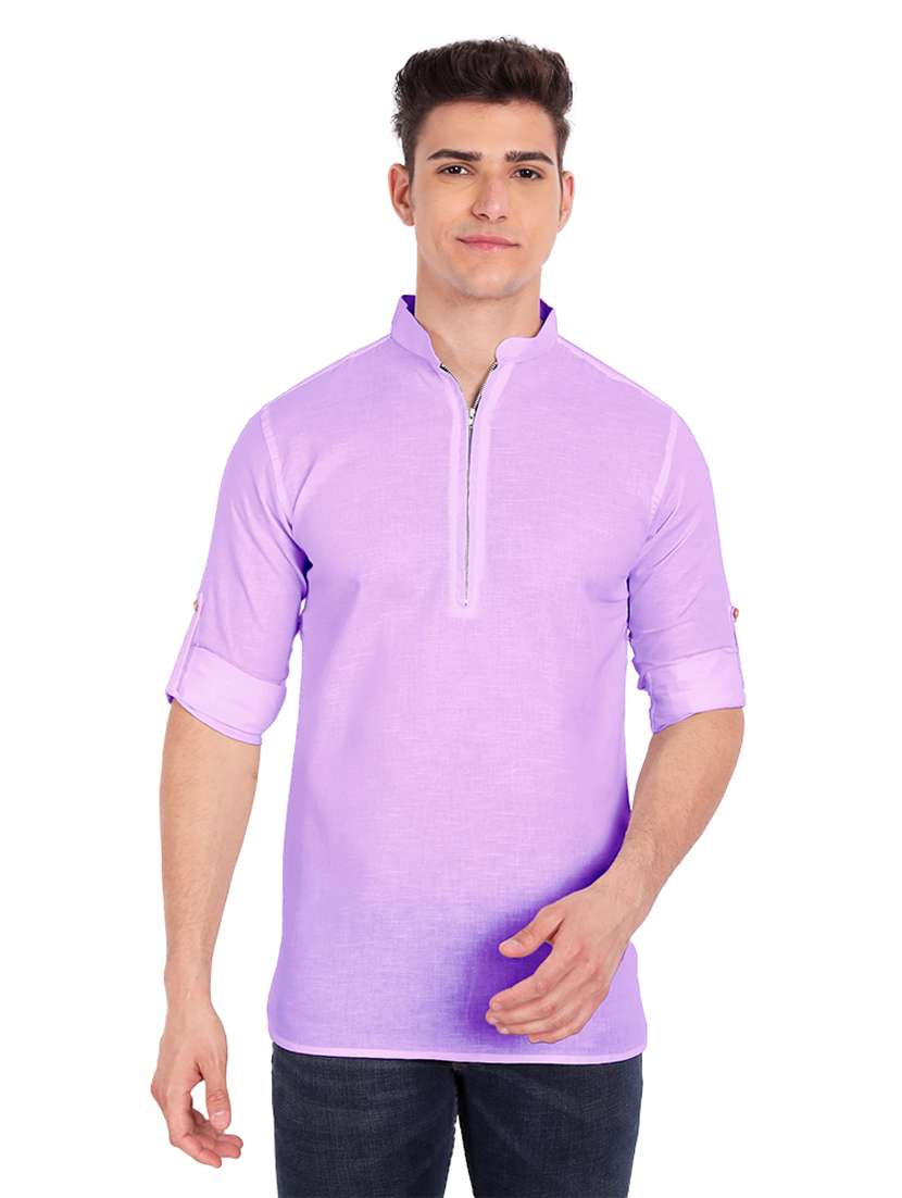 lavender solid short kurta