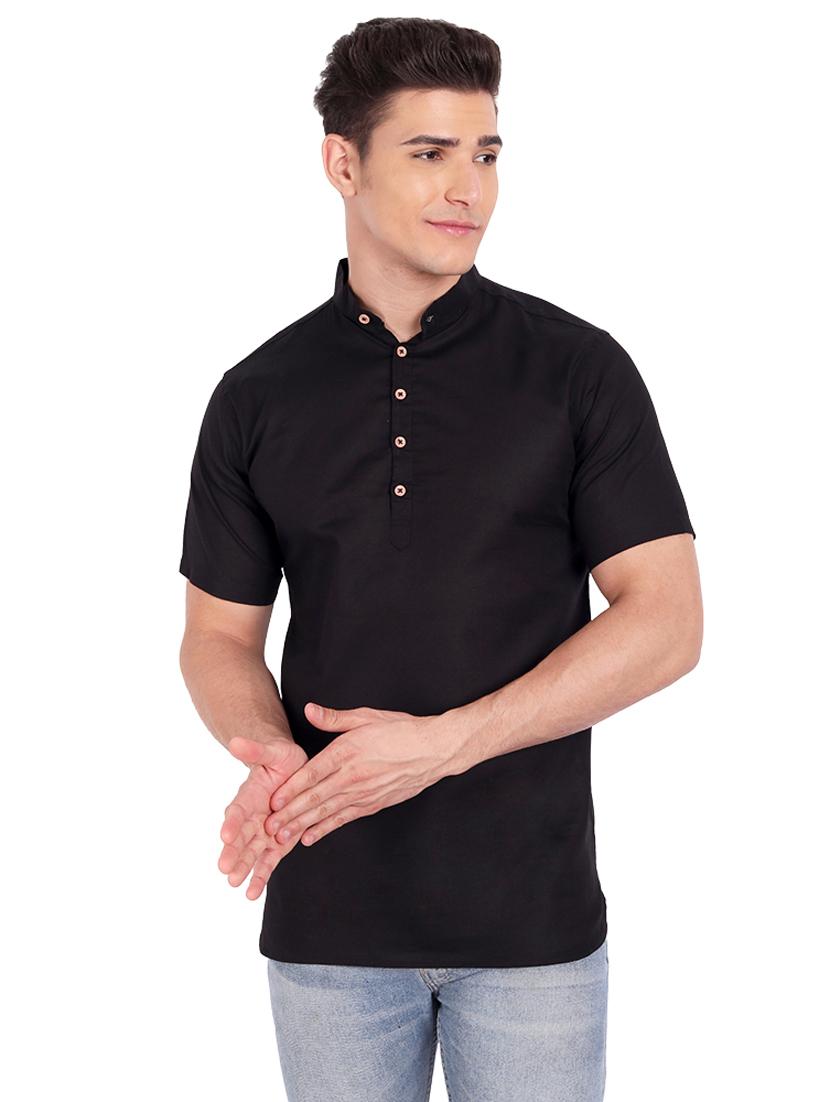black solid short kurta - 18454643 -  Zoom Image - 0