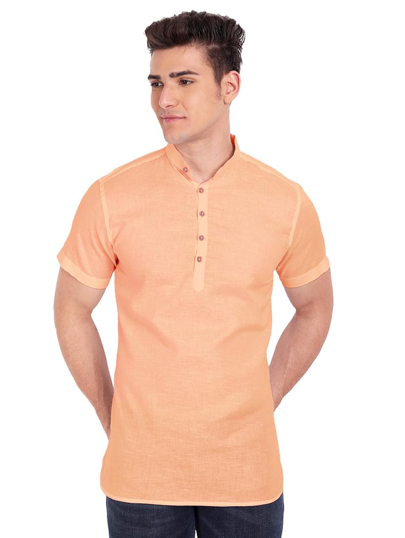coral solid short kurta - 18454645 - Zoom Image - 0