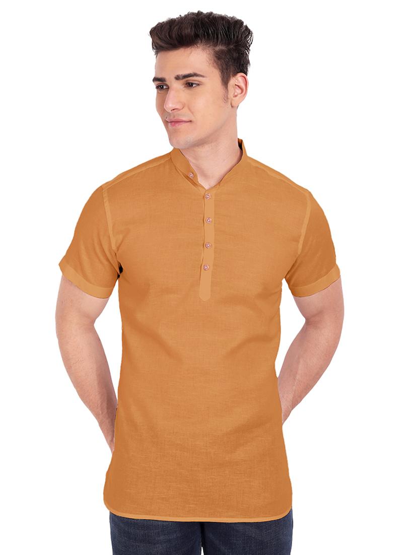 brown solid short kurta - 18454646 - Zoom Image - 0