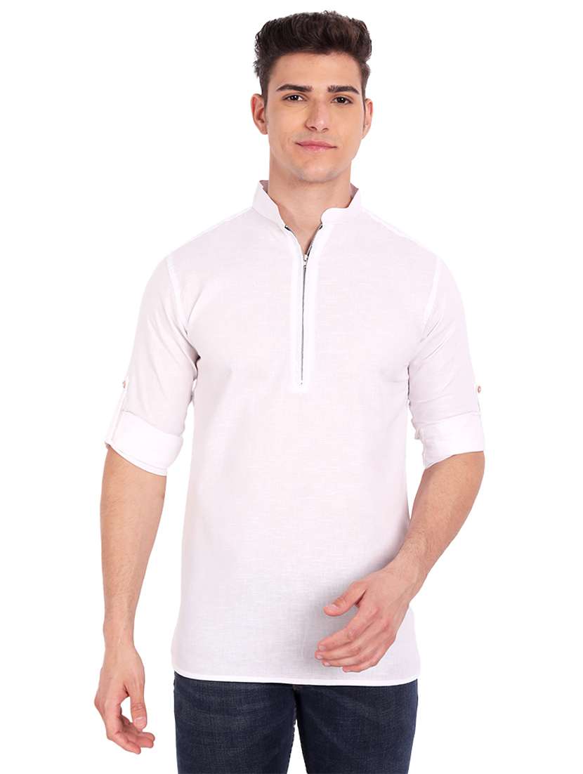 white solid short kurta