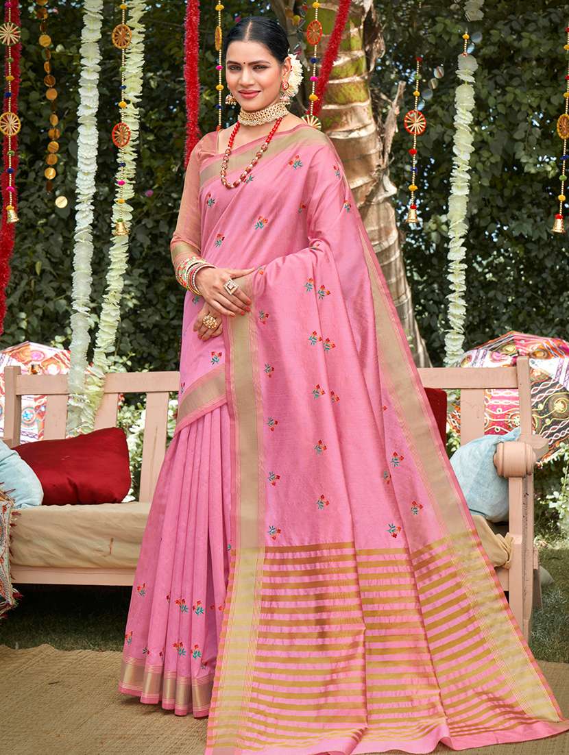 golden zari work woven saree  with blouse