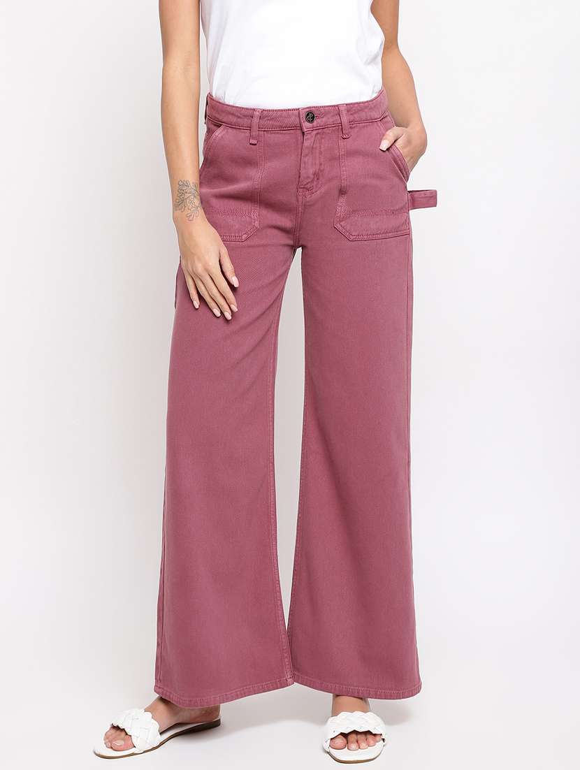 women's plain wide leg jeans