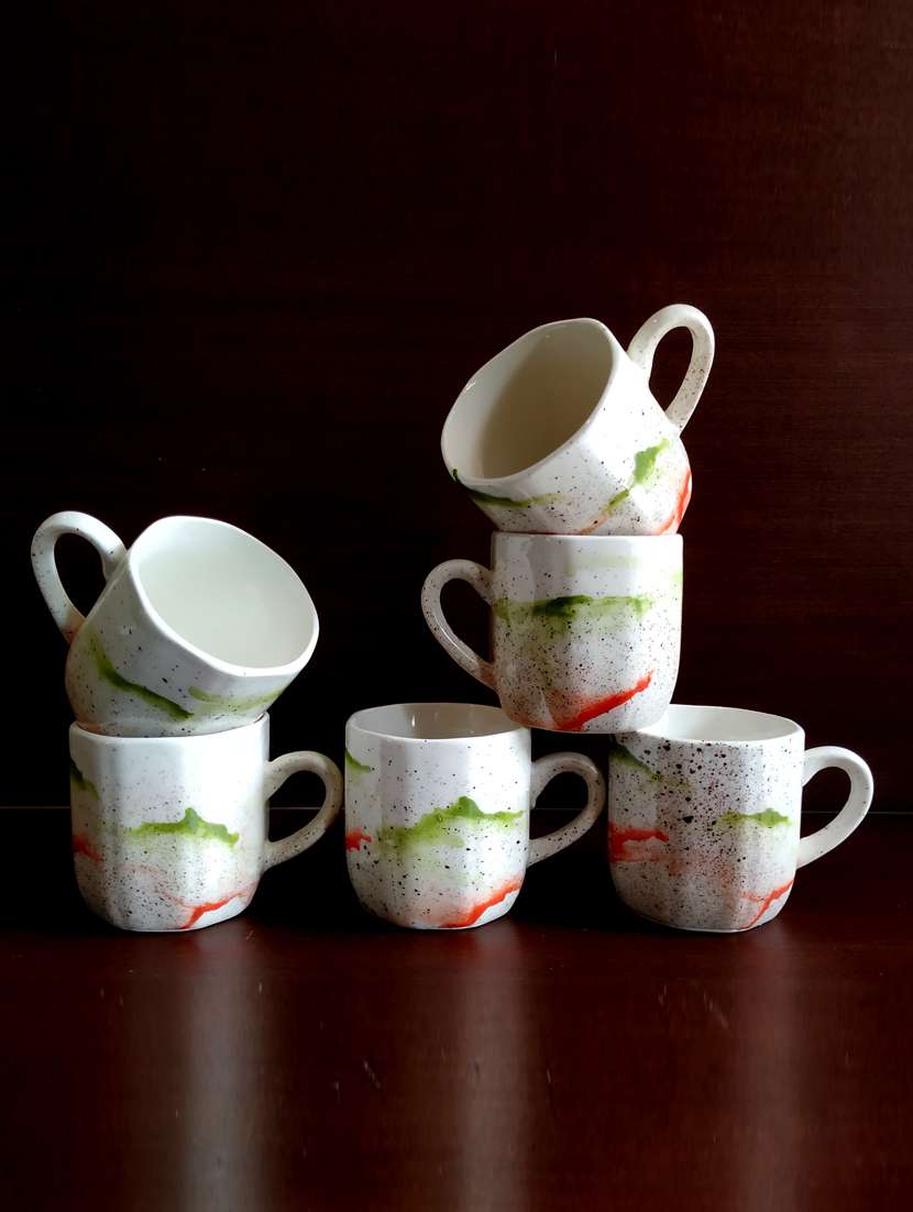 vibrant set of 6 cups | cup set | tea cups | set of 6 cups | ceramic