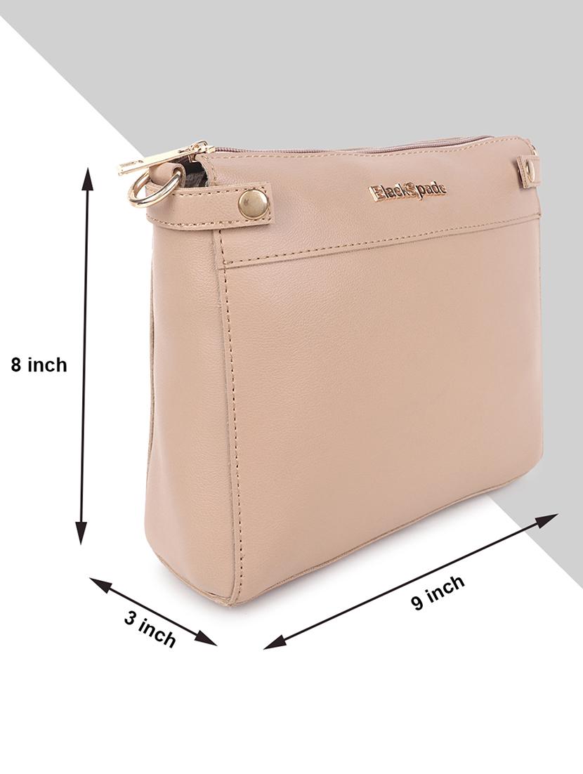 beige solid regular sling bag with wallet - 18457207 - Standard Image - 3