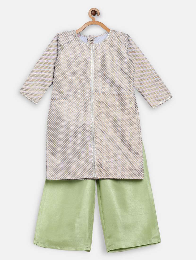 girls multi colored self design kurta palazzo set 