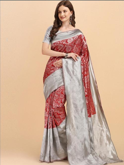 jacquard work woven saree with blouse - 18458133 -  Standard Image - 0