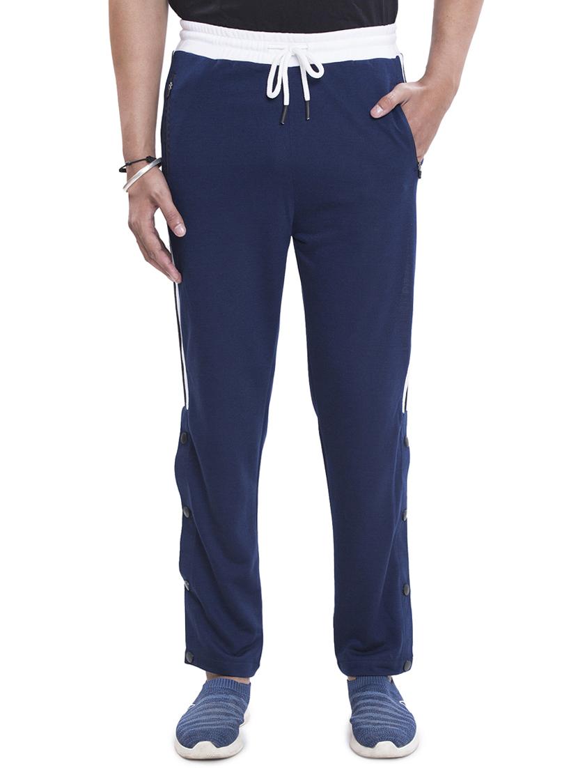 navy blue side-taped full length track pant - 18458338 -  Zoom Image - 0