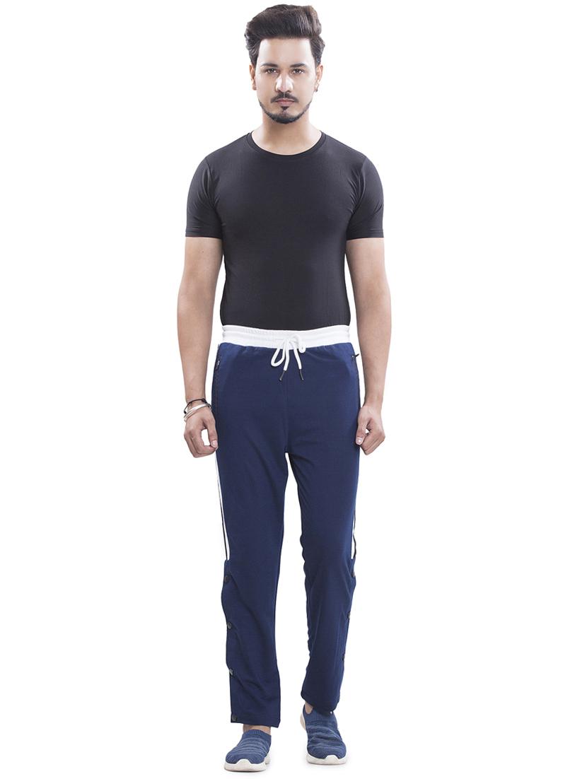 navy blue side-taped full length track pant - 18458338 - Standard Image - 3