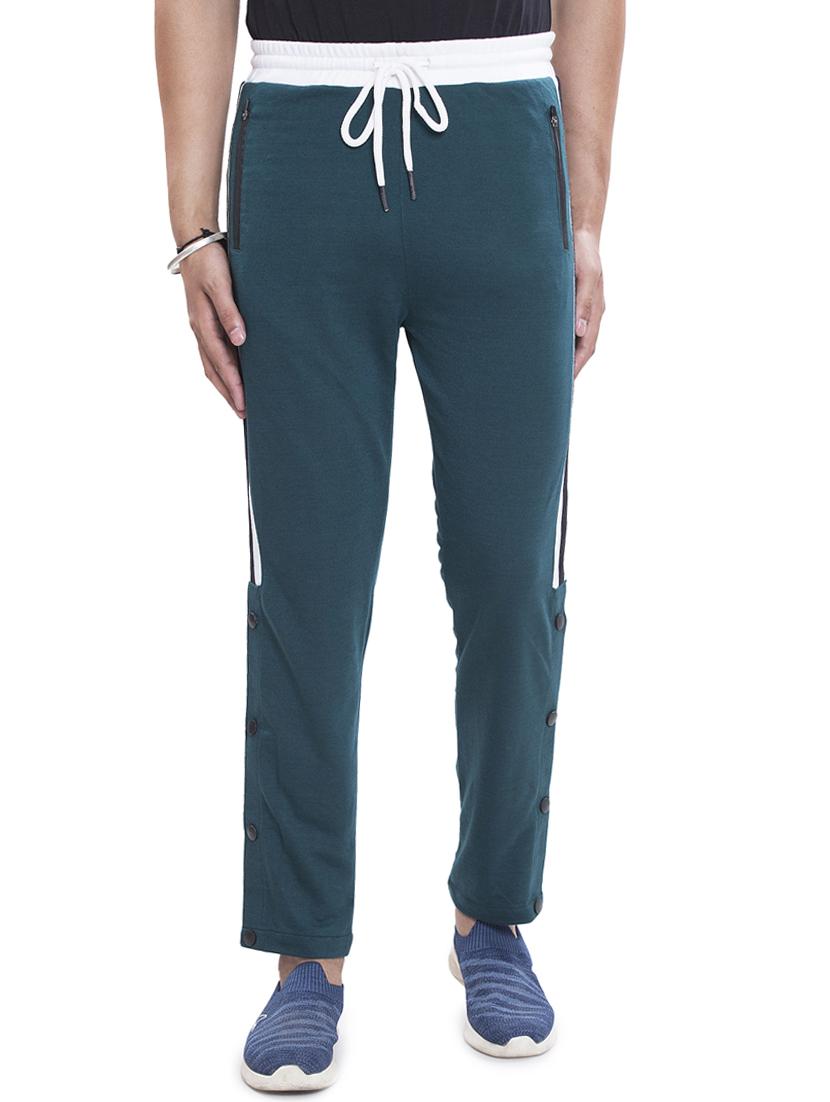 teal grey side-taped full length track pant - 18458339 -  Zoom Image - 0
